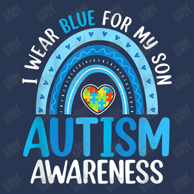 Rainbow I Wear Blue For My Son Autism Awareness Men Denim Jacket | Artistshot