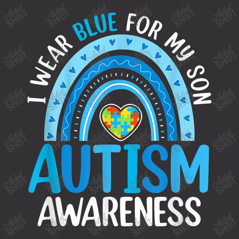 Rainbow I Wear Blue For My Son Autism Awareness Vintage Hoodie | Artistshot