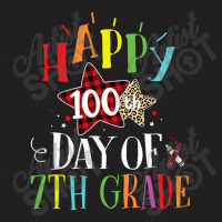 Red Plaid Leopard Happy 100th Day Of 7th Grade T-shirt | Artistshot