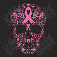 Sugar Skull Pink Ribbon Calavera Breast Cancer Awareness Ladies Fitted T-shirt | Artistshot