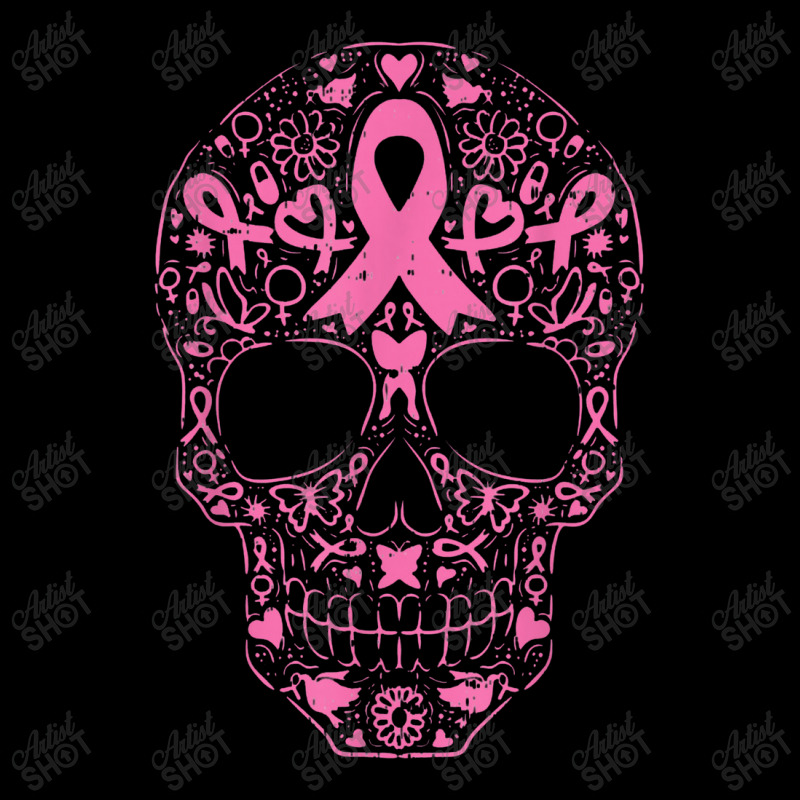 Sugar Skull Pink Ribbon Calavera Breast Cancer Awareness Cropped Hoodie by duniaperi | Artistshot