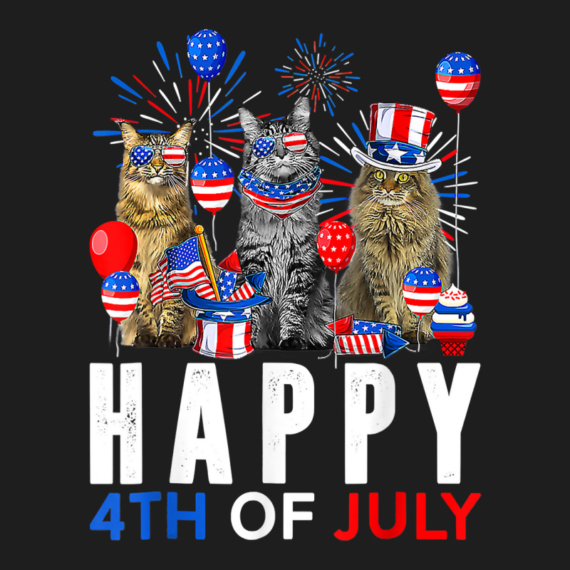 Cute Red White Blue Maine Coon Patriotic Happy 4th Of July T Shirt Classic T-shirt by ReagerAero | Artistshot