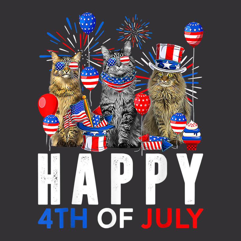 Cute Red White Blue Maine Coon Patriotic Happy 4th Of July T Shirt Vintage Short by ReagerAero | Artistshot