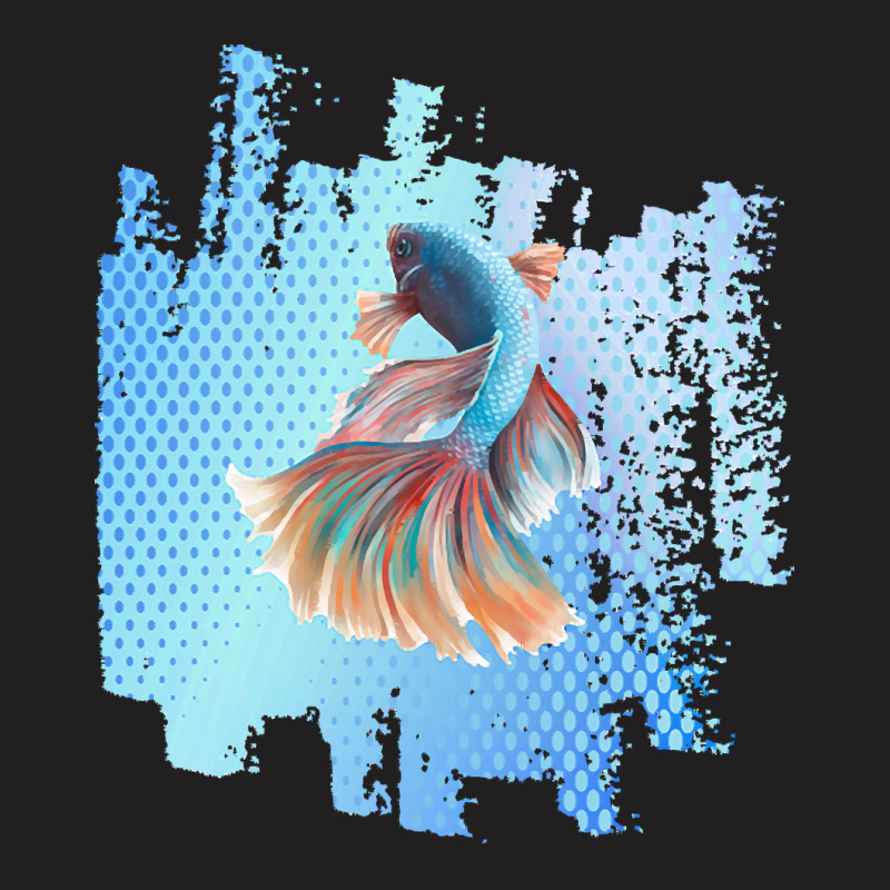 Beta Fish T  Shirt Beta Fish Blue With Rainbow Tail On Blue T  Shirt T-shirt | Artistshot