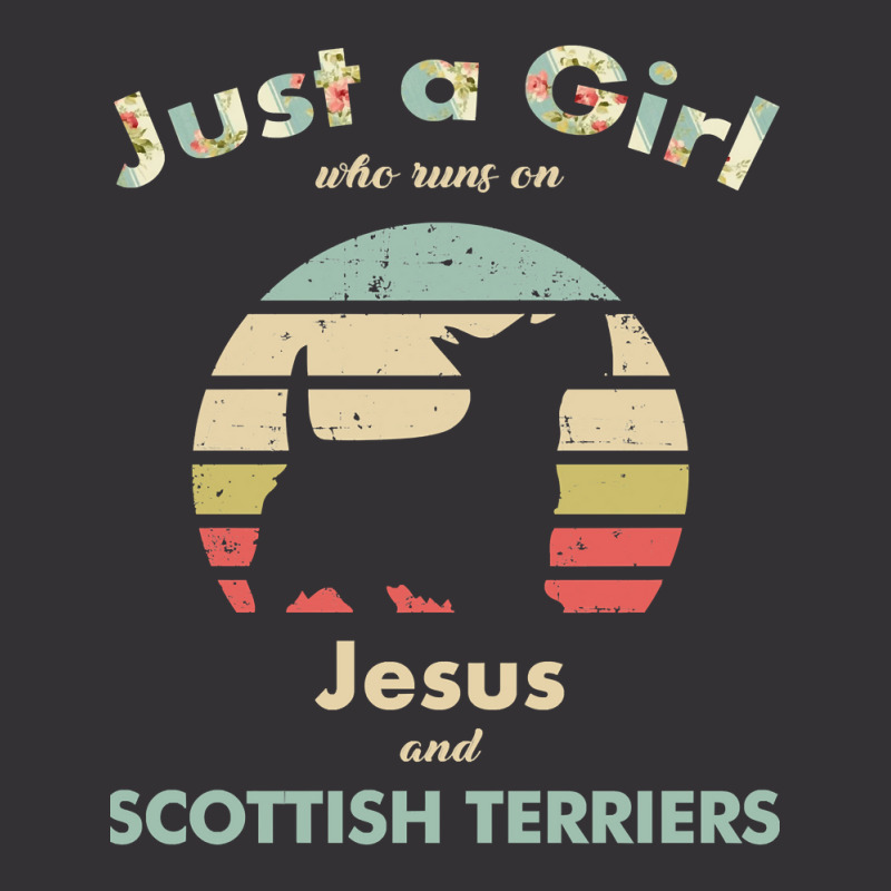 Dog Just A Girl Who Runs On Jesus And Scottish Terrier Puppy Pet Paw Vintage Hoodie by circularflap | Artistshot