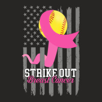 Breast Cancer Softball Strike Out Flag Cancer Survivor Awareness Ladies Fitted T-shirt | Artistshot