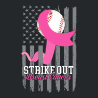 Breast Cancer Strike Out Baseball Flag Cancer Survivor Awareness Crewneck Sweatshirt | Artistshot