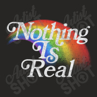 Nothing Is Real, 80s Nihilist Faded Rainbow Ladies Fitted T-shirt | Artistshot