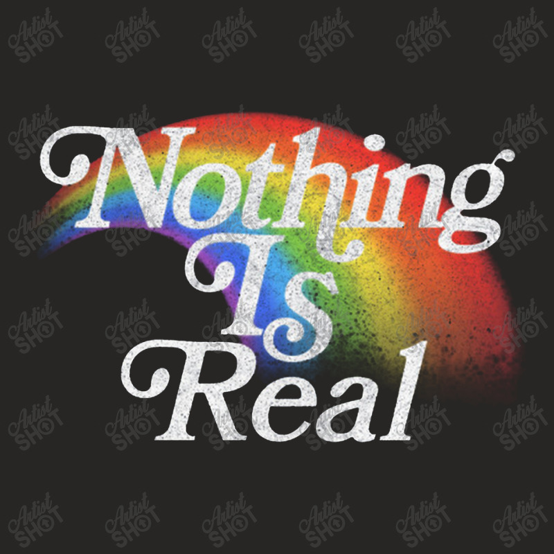 Nothing Is Real, 80s Nihilist Faded Rainbow Ladies Fitted T-Shirt by qulonuhun | Artistshot