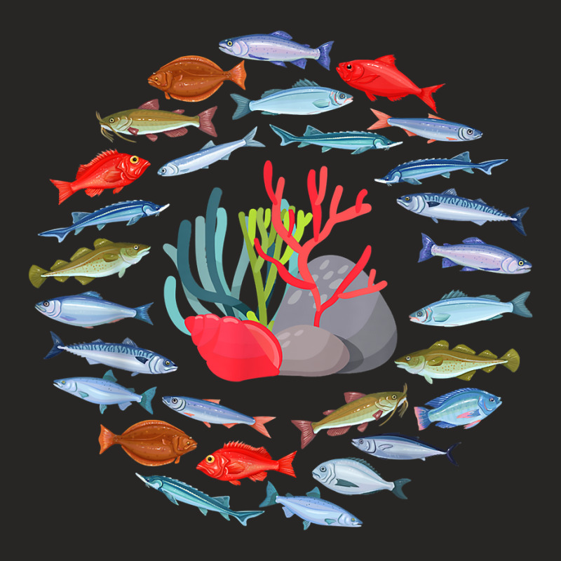 Fish Species Collection Underwater Sea Animal Ocean Fish T Shirt Ladies Fitted T-Shirt by bibonzgulnacqo | Artistshot