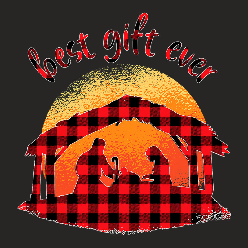 Jesus Christ Christian Buffalo Plaid True Story Of Jesus Birth Nativit Ladies Fitted T-Shirt by circularflap | Artistshot