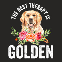 Golden Retriever Goldie Dog The Best Therapy Is Goldengolden Retriever Ladies Fitted T-shirt | Artistshot