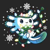 Axolotl Wrapped Up In Christmas Lights Funny Xmas 446 Ladies Fitted T-shirt | Artistshot