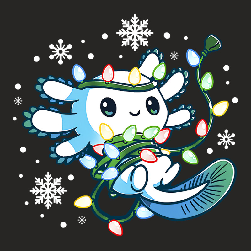 Axolotl Wrapped Up In Christmas Lights Funny Xmas 446 Ladies Fitted T-Shirt by circularflap | Artistshot