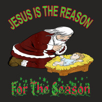 Kneeling Santa With Baby Jesus Is The Reason  Gift Ladies Fitted T-shirt | Artistshot