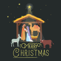 Merry Christmas  Nativity Scene North Star  Baby Jesus Women's Triblend Scoop T-shirt | Artistshot