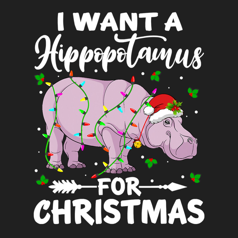 Hippopotamus I Want A Hippopotamus For Christmas Lights Hippo Xmas Paj Drawstring Bags | Artistshot