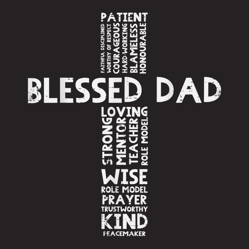 Mens Blessed Dad Cross God Jesus Faith Christian Daddy Papa Men T Shir