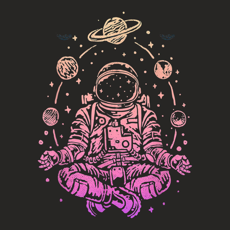 Meditating Astronaut Planets Colorful Lotus Women Meditation T Shirt Ladies Fitted T-Shirt by kylanaalamos | Artistshot