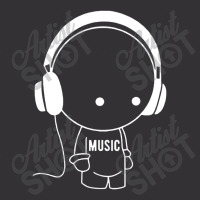 Music Character With Headphones Vintage Hoodie And Short Set | Artistshot