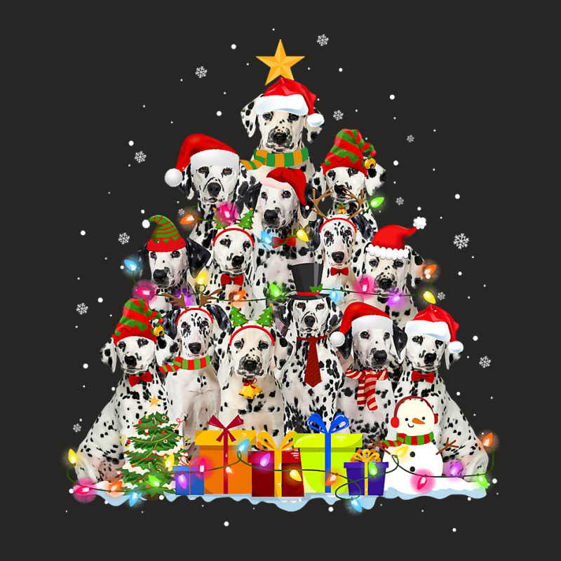 Dalmatian Dog Christmas Pajama Dalmatian Tree Xmas Dog Dad Mom 219 Dog Ladies Fitted T-Shirt by hopelessoon | Artistshot