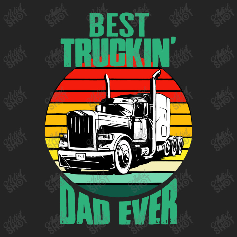 Best Truckin' Dad Ever Retro Trucker Dad Funny 3/4 Sleeve Shirt by chagoi | Artistshot