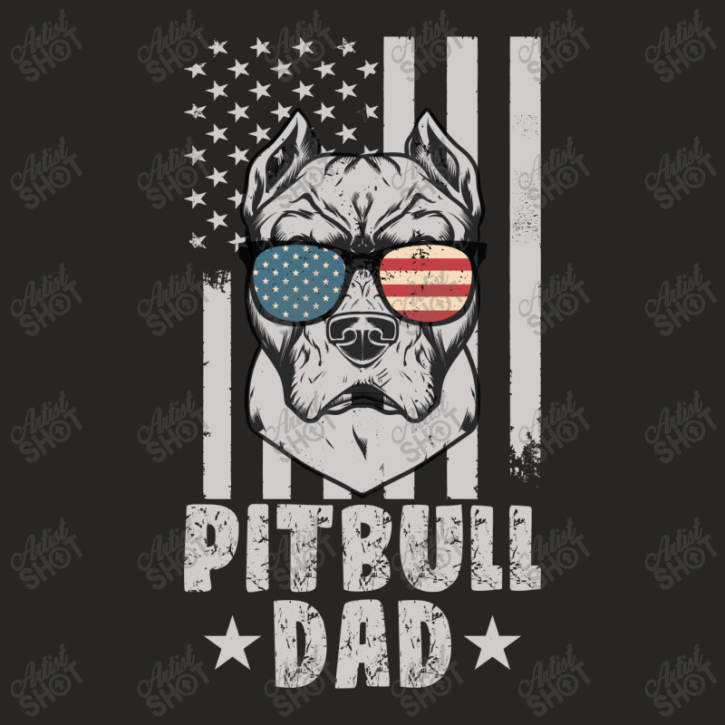 Mens Pitbull Dad American Usa Flag | Pitbull Dog Lovers Ladies Fitted T-Shirt by John Phillips | Artistshot