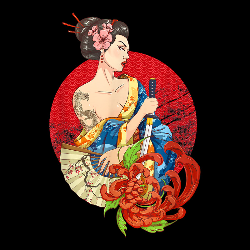 Geisha Girl Katana Sword And Tattoo Of Dragon Japanese T Shirt Lightweight Hoodie by alayziahollars | Artistshot