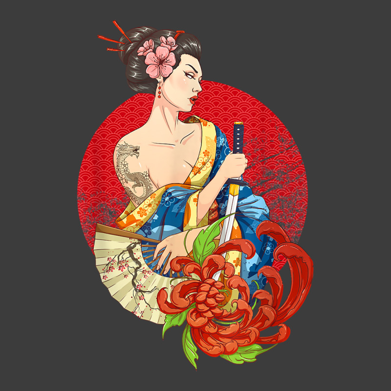 Geisha Girl Katana Sword And Tattoo Of Dragon Japanese T Shirt Men's Polo Shirt by alayziahollars | Artistshot