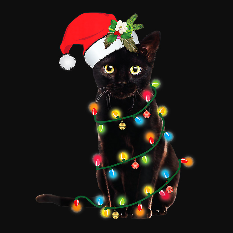 Cat Santa Black Cat Up In Christmas Tree Lights Holiday35 Crop Top by hopelessoon | Artistshot