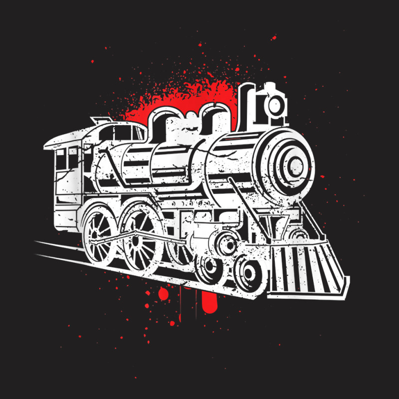 Steam Engine Locomotive Track Train Art Paint Splatter T Shirt T-shirt | Artistshot