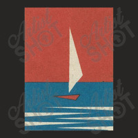 Vintage Minimal Sail Boat Illustration,minimal Graphic Design Ladies Fitted T-shirt | Artistshot