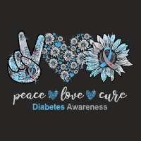 Diabetes Diabetic Peace Love Cure Sunflower Type 1 38 Diabetes Awarene Ladies Fitted T-shirt | Artistshot