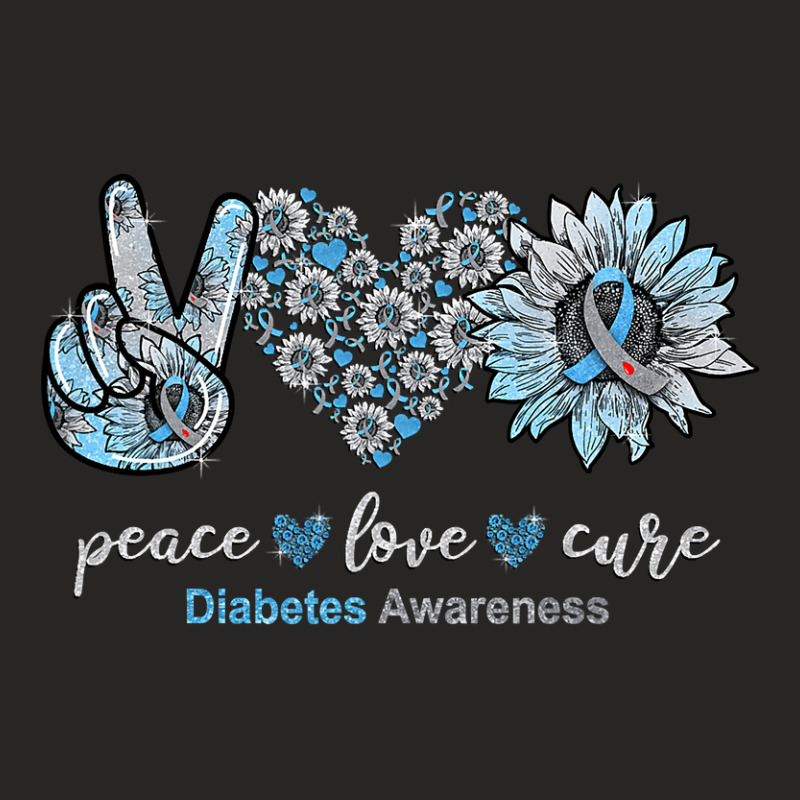 Diabetes Diabetic Peace Love Cure Sunflower Type 1 38 Diabetes Awarene Ladies Fitted T-Shirt by pester | Artistshot