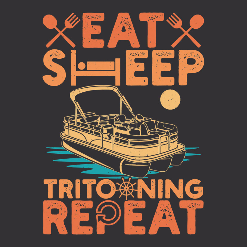 Pontoon Boat Sleep Eat Repeat Tritoon Boat Lovers Idea 10 Boat Boating Vintage Short | Artistshot