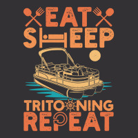 Pontoon Boat Sleep Eat Repeat Tritoon Boat Lovers Idea 10 Boat Boating Vintage Hoodie | Artistshot