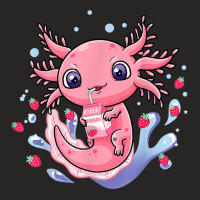 Axolotl Kawaii Axolotl Strawberry Milkshake Cartonss Japanese Anime 17 Ladies Fitted T-shirt | Artistshot