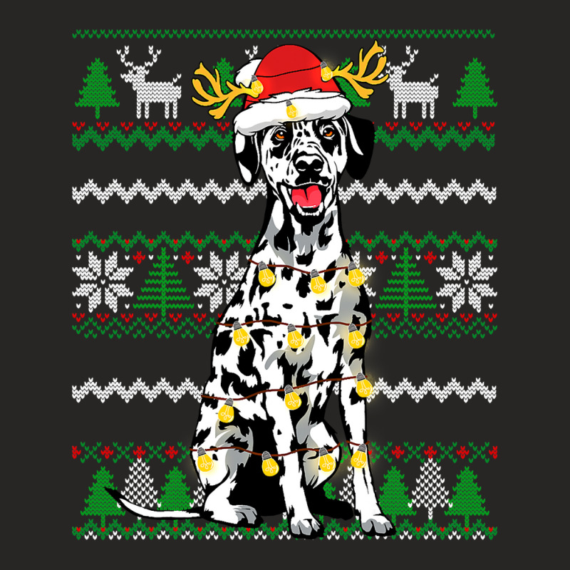 Dalmatian Dog Christmas Lights Xmas Matching Family Dog Lover 16 Dog L Ladies Fitted T-Shirt by hopelessoon | Artistshot