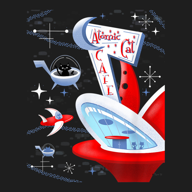 Funny Atomic Cat Cafe Retro Futuristic Spaceport Mid Century T Shirt Classic T-shirt | Artistshot