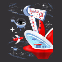 Funny Atomic Cat Cafe Retro Futuristic Spaceport Mid Century T Shirt Vintage Hoodie | Artistshot