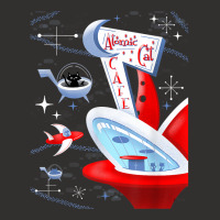 Funny Atomic Cat Cafe Retro Futuristic Spaceport Mid Century T Shirt Champion Hoodie | Artistshot