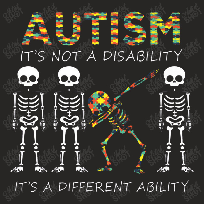 Autism It's A Different Ability Funny Dabbing Skeleton Gift Premium Ladies Fitted T-Shirt by komporgass | Artistshot