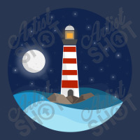 Illustration Of A Seascape And A Lighthouse At Night Men Denim Jacket | Artistshot