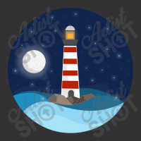 Illustration Of A Seascape And A Lighthouse At Night Vintage Hoodie | Artistshot