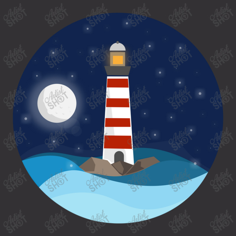 Illustration Of A Seascape And A Lighthouse At Night Vintage Hoodie | Artistshot