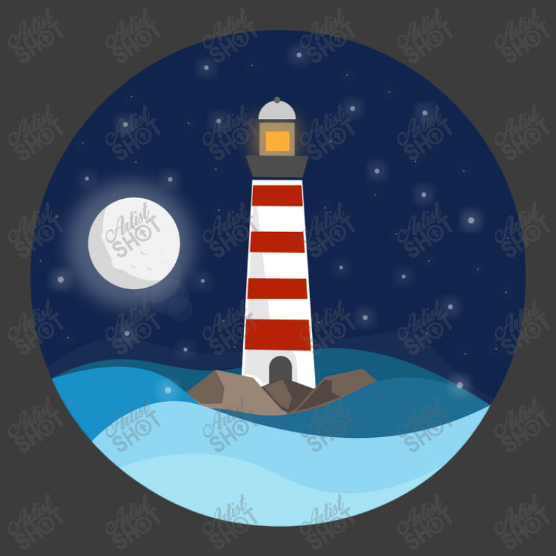 Illustration Of A Seascape And A Lighthouse At Night Men's Polo Shirt | Artistshot