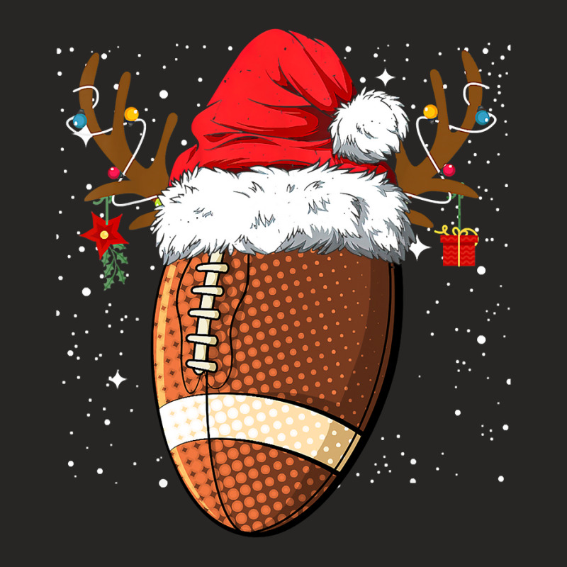 Football Funny Football Reindeer Santa Hat Christmas Holiday 89 Ladies Fitted T-Shirt by hopelessoon | Artistshot