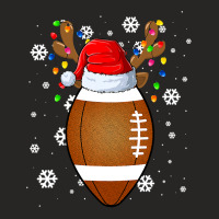 Football Funny Football Ball Santa Hat Reindeer Christmas Lights Boys Ladies Fitted T-shirt | Artistshot