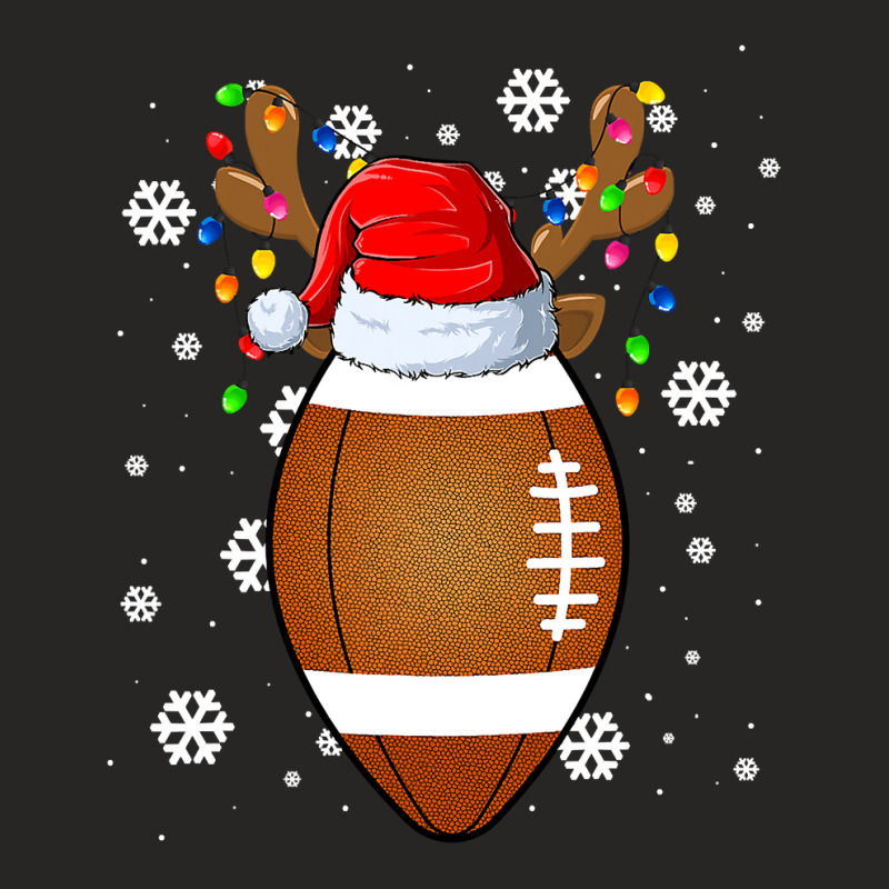 Football Funny Football Ball Santa Hat Reindeer Christmas Lights Boys Ladies Fitted T-Shirt by hopelessoon | Artistshot