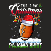 American Football This Is My Christmas Pajama Football Christmas Light Ladies Fitted T-shirt | Artistshot